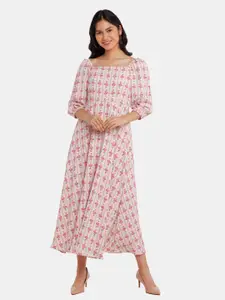 Zink London White & Pink Floral Maxi Dress