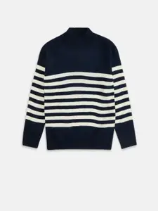Pantaloons Junior Boys Navy Blue & White Striped Pullover