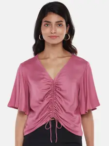 Honey by Pantaloons  Women  Pink  Gathered  Flared Sleeves Top