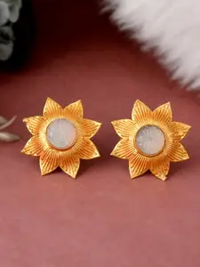DASTOOR Gold-Toned Floral Studs Earrings