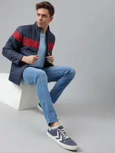 Hubberholme Men Navy Blue Colourblocked Lightweight Outdoor Puffer Jacket