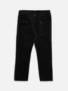 Pantaloons Junior Boys Black  Solid Trousers