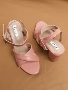 ELLE Pink Solid Block Heels