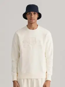 GANT Men White Embroidered Regular Fit Sweatshirt