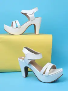 ELLE White Textured Sandals