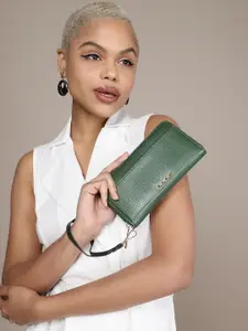 bebe Women Textured Zip Around Wallet