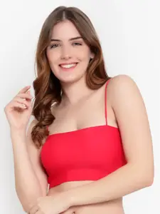 BRACHY Red Solid Lightly Padded & Non-Wired Seamless Bralette Bra