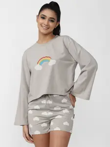 FOREVER 21 Women Grey Printed Shorts