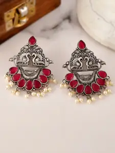 DASTOOR Silver-Toned Contemporary Drop Earrings