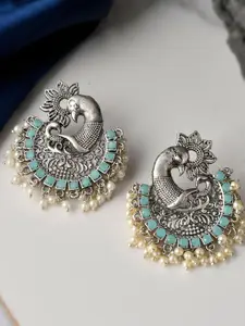 DASTOOR Silver-Toned Contemporary Chandbalis Earrings