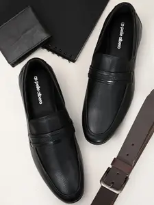 Pelle Albero Men Black Solid Leather Slip-On  Formal Shoes