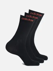 ADIDAS Men Pack of 3 Black Solid Ankle-Length Socks