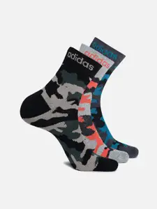 ADIDAS Men Pack Of 3 Patterned Ankle-Length Socks