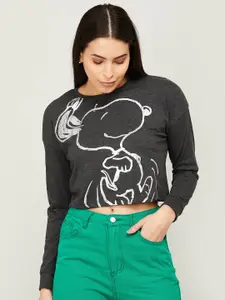 Ginger by Lifestyle Women Black Printed Sweatshirt