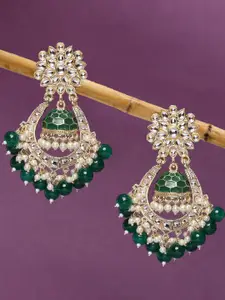 OOMPH Green Floral Chandbalis Earrings