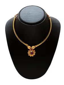 Shining Jewel - By Shivansh Women Gold-Toned & Pink Gold-Plated Necklace