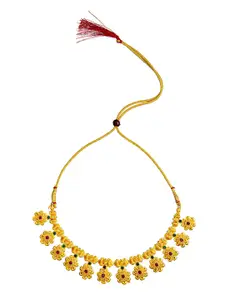 Shining Jewel - By Shivansh Gold-Toned & Pink Brass Gold-Plated Necklace