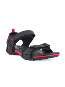 Sparx Men Black & Red Solid Sports Sandals