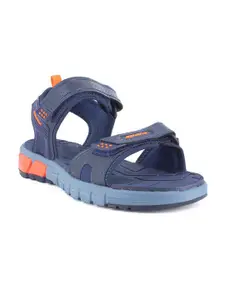 Sparx Men Navy Blue & Orange Patterned Sports Sandals