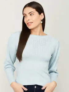 CODE by Lifestyle Blue Embellished Top