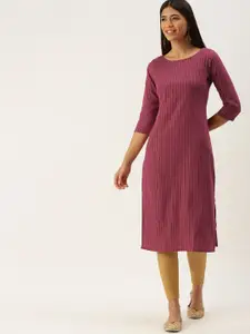 HRITIKA Women Pink & Gold-Toned Thread Work Kurta