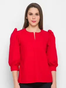 Globus Women Red Solid Pure Cotton Top
