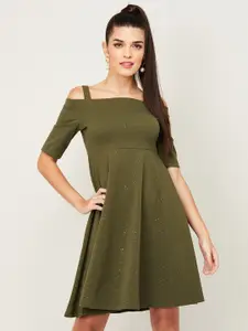 CODE by Lifestyle Olive Green Off-Shoulder Dress