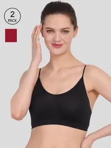 Amour Secret Pack Of 2 Black & Maroon Non-Padded & Non-Wired Seamless Bra-S4016