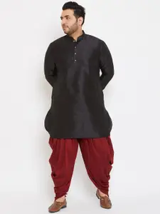 VASTRAMAY Men Plus Size Black Kurta with Patiala
