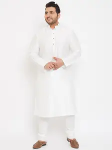 VASTRAMAY Men Plus Size White Kurta with Pyjama