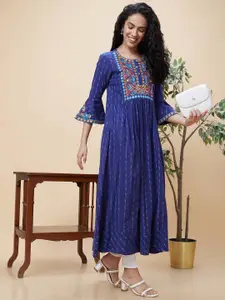 Globus Mirror Detail Yoke Design Bell Sleeves Fusion Kurta