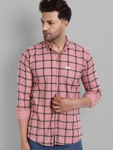 Majestic Man Men Pink Slim Fit Windowpane Checked Cotton Casual Shirt