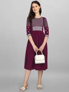 AALIYA FASHION Women Purple Geometric Printed Kurta