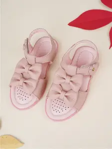Style Shoes Girls Pink  Casual Open Toe Flats with Bow Detail