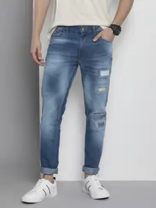 The Indian Garage Co Men Blue Mildly Distressed Heavy Fade Stretchable Jeans