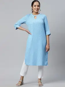 AURELIA Women Striped Keyhole Neck Kurta