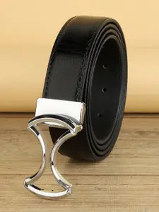 ZORO Men Black PU Solid Hook Buckle Belt