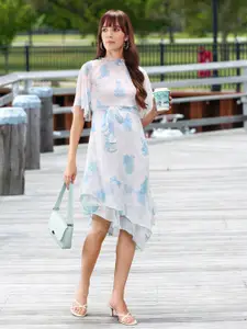 AND White Floral Midi Dress