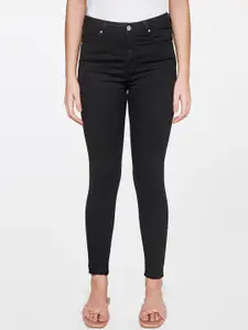AND Women Black Solid Slim Fit Stretchable Jeans