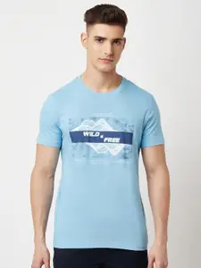 Blue Buddha Men Blue Typography Printed T-shirt
