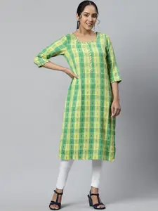 AURELIA Women Checked Asymmetric Kurta