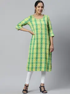 AURELIA Women Checked Asymmetric Kurta