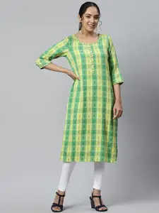 AURELIA Women Checked Asymmetric Kurta