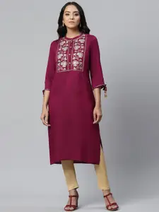 AURELIA Women Floral Yoke Design Asymmetric Kurta