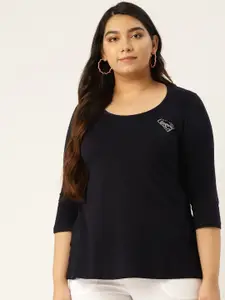 theRebelinme Plus Size Women Navy Blue T-shirt