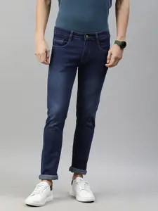 Urbano Fashion Men Navy Blue Slim Fit Light Fade Stretchable Jeans