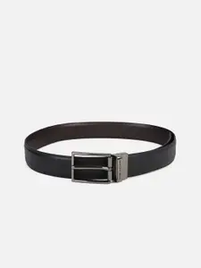 Peter England Men Black Textured Leather Belt