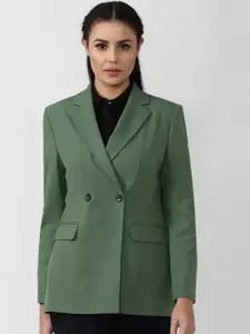 Van Heusen Woman Green Solid Single Breasted Blazers