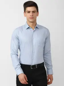 Van Heusen Men Blue Slim Fit Pinstripes Formal Shirt