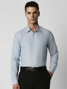 Van Heusen Men Blue Slim Fit Pinstripes Formal Shirt